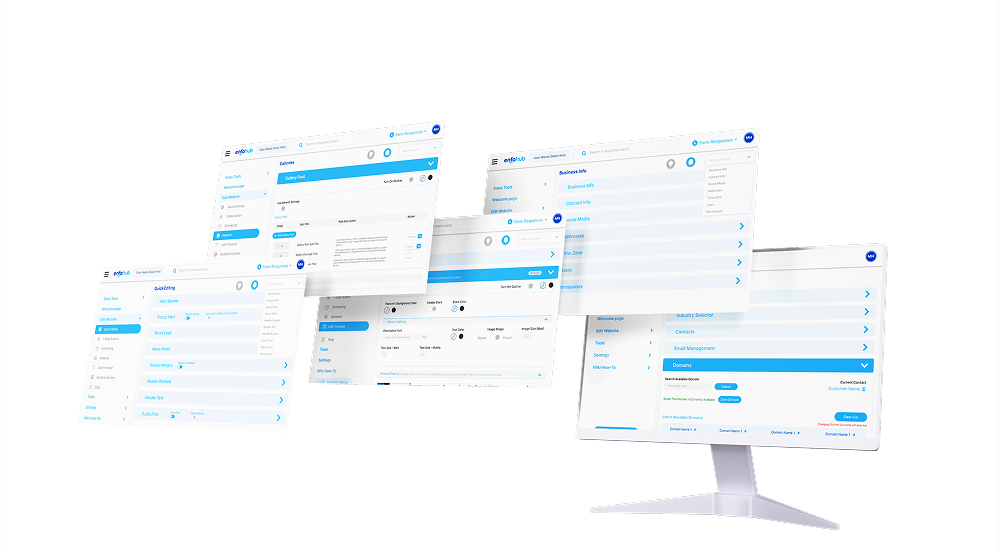 Mobile and desktop dashboard views of the Enfohub platform showcasing user-friendly design and business management features.