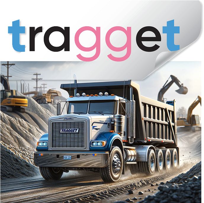 Tragget logo with dump truck representing modern trucking management software